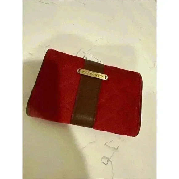 Vera Bradley Red Corduroy Large Wallet Tri-Fold Clutch Oversized NWT - Picture 7 of 10